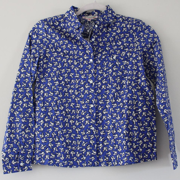 Bonpoint Other - NWT Bonpoint Girls Long Sleeve Button Down Cotton Chipmunk Squirrel Shirt Top 12